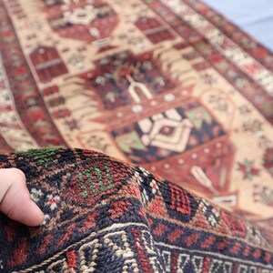 Antique Baluchi Rug: 4x7 Ft. Afghan Pictorial Wool Rug