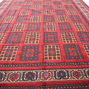 6x9 Ft Red Vintage Kilim Rug, Traditional Afghan Handmade Wool Oriental Rug, Turkmen Tribal Mushwani Rug, Large Antique Rugs for Living Room