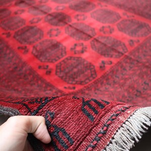 7x9 Ft Handmade Afghan Turkmen Rug: Soft Wool Bokhara Carpet