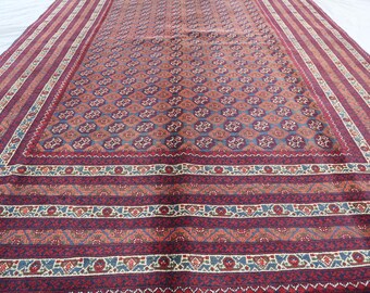 Red Bukhara Rug: 7x10 Khoja Roshnai Design, Handmade Afghan Wool