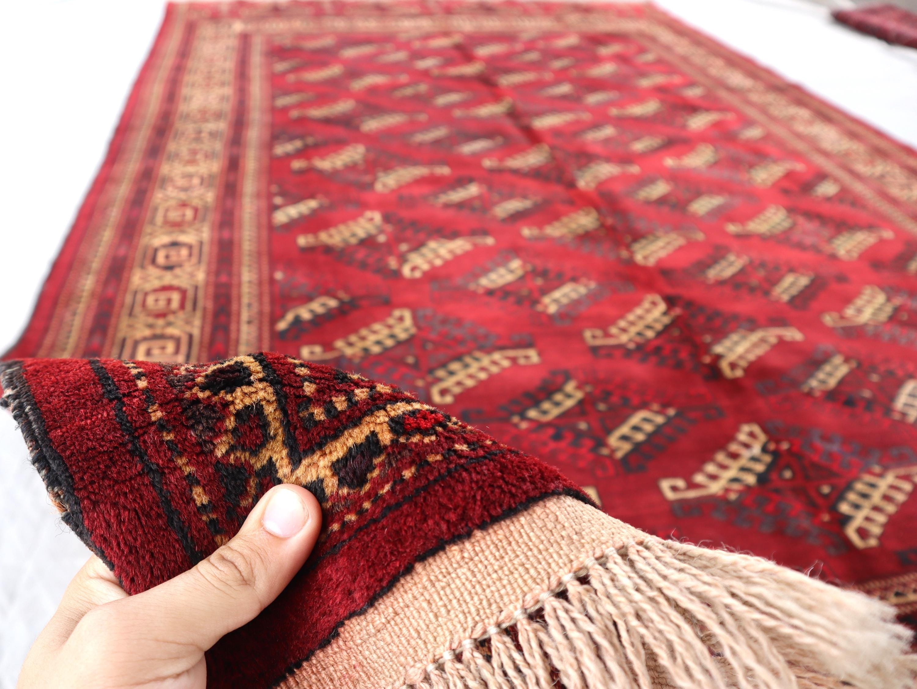 ヴィンテージ トルクメン ヤムード ブハラ ラグ：7x11 レッド ハンド