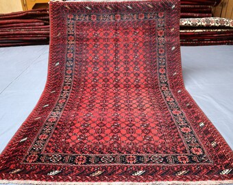 150x150 Afghan Bashiri Teppich: Handgemachte turkmenische Wolle, antik-orientalisches Design