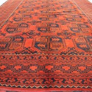 Afghan Elephant Foot Rug 7x9: Hand-Knotted Wool Tribal Rug