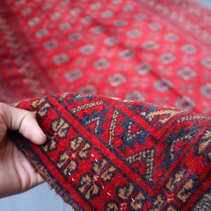 Turkmen Mori Gul Red Rug 6x8 Ft, Hand Knotted Afghan Wool Rug