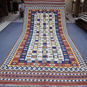 Vintage Afghan Kilim Runner Rug: Handmade Wool Entryway Hallway Rug
