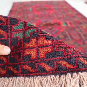 Geometric Baluchi Rug 4x7, Afghan Handmade Wool, Tribal Bedroom Boho Rug
