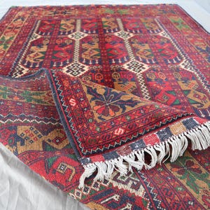 Afghan Turkmen Bukhara Rug 3x5: Hand-Knotted Wool, Oriental Design