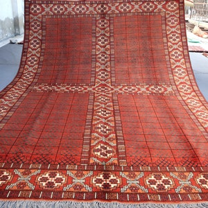 Afghan Vintage Rug 6x9 Ft, Turkmen Tekke Parda Famous Hetchulu Ensi Rug, Afghan Handmade Wool Rug, Oriental Antique Area rug, Bedroom Carpet