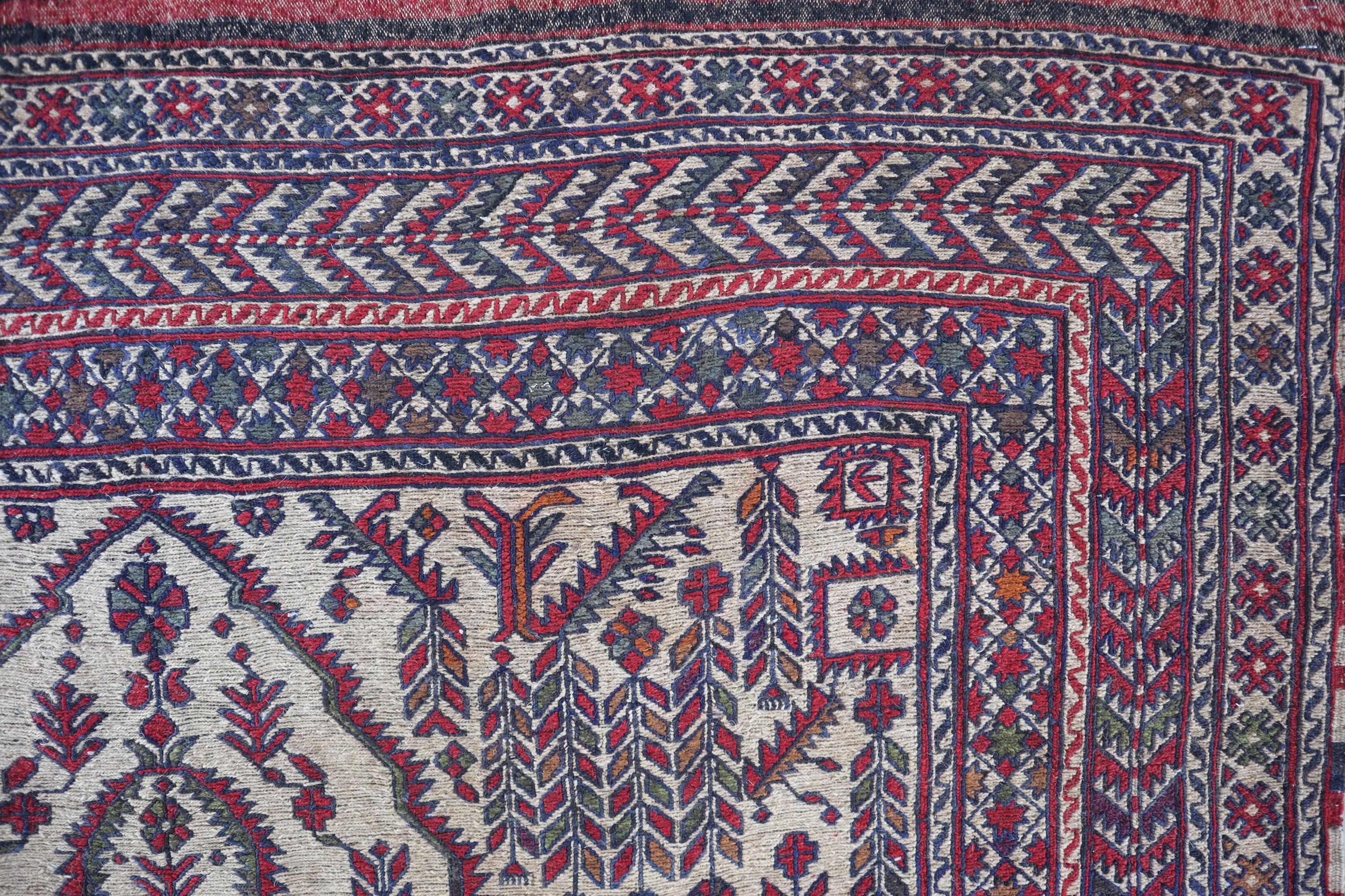 アンティーク アフガニスタン キリム ラグ 5x7: 手織りトルクメン