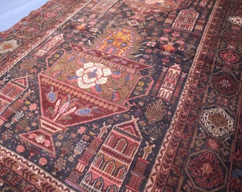 4x6 Vintage Baluchi Rug: Handmade Wool Turkmen Tribal Rug