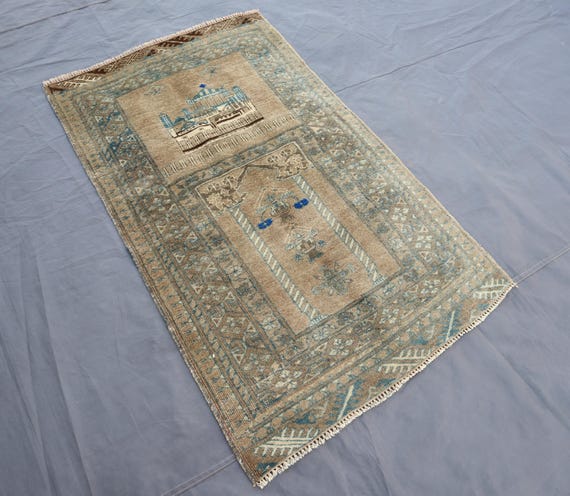 3x4 Ft Antique Baluchi Prayer Area Rug - Afghan Baluch Handmade