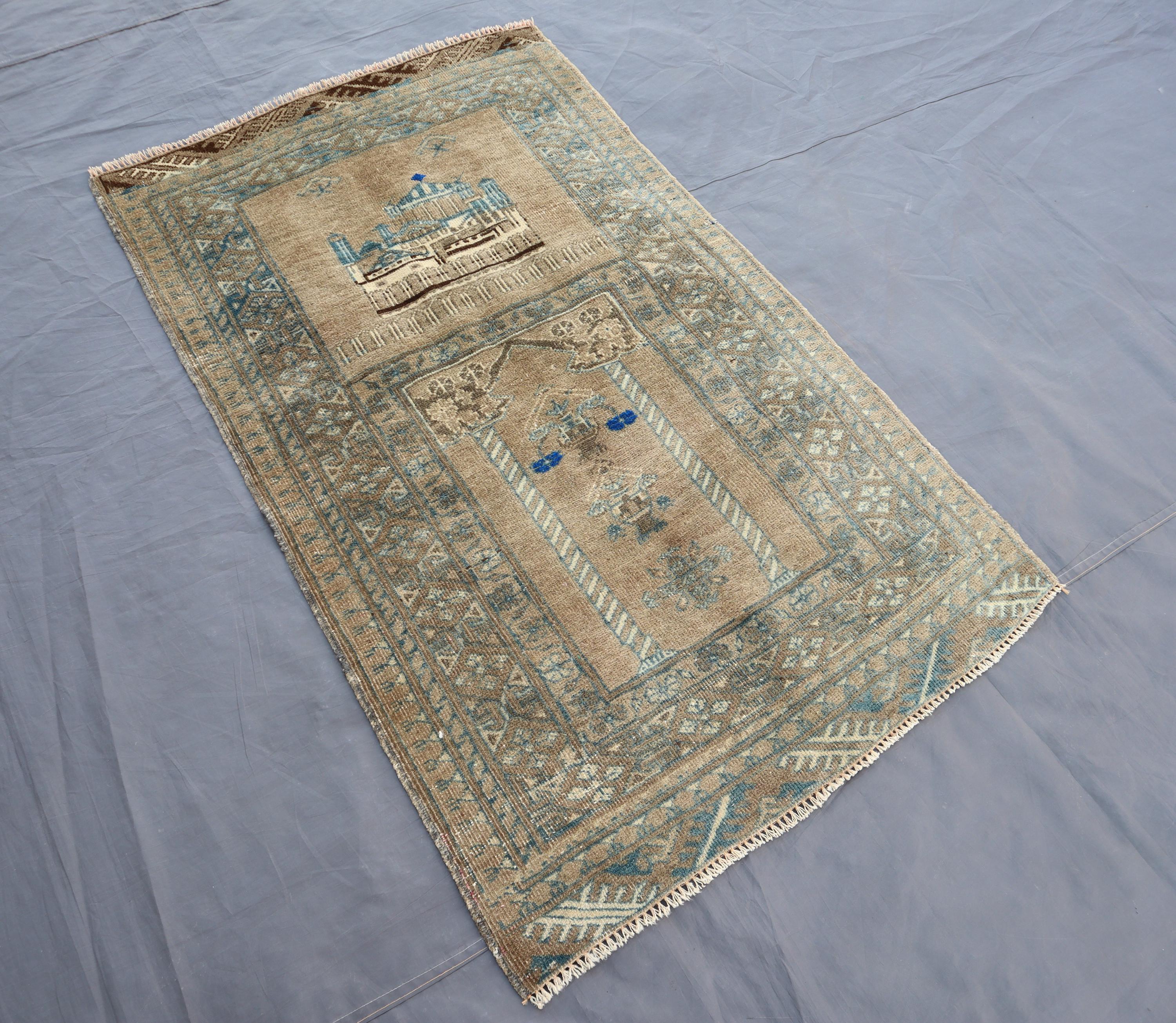 3x4 Ft Antique Baluchi Prayer Area Rug - Afghan Baluch Handmade