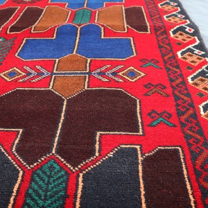 Handmade Turkmen Baluch Wool Rug: 3.9x5.11 Ft, Afghan Oriental Rug