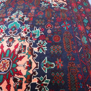 Alfombra baluchi antigua Heriz de 4 x 7 pies, alfombra tribal vintage, alfombra afgana de lana suave hecha a mano, alfombra oriental turcomana, alfombra decorativa para el hogar, alfombra bohemia