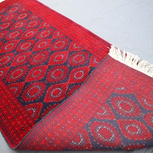 RED VINTAGE Rug, 3x6 Ft Afghan 100% Wool Rug, Handmade Wool Rug, Afghan Rug, Turkmen Tribal Rug, Living Room Rug, Oriental Ersari Rug 3x6 Ft