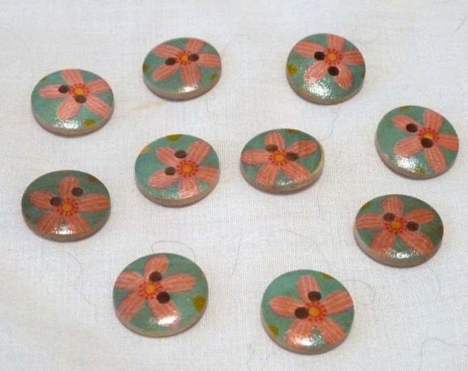 Buttons Tropical Flower  set of 10  /M18