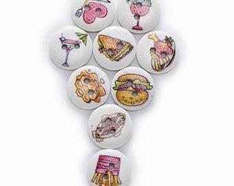 Fun Food Buttons  set of 10  / 00