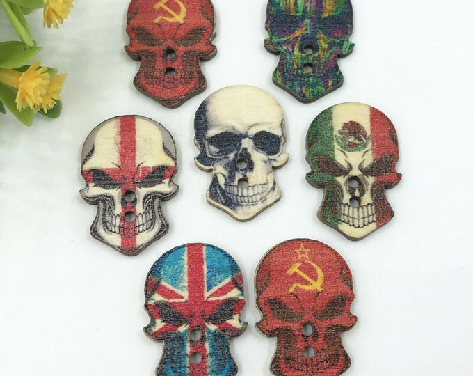 Skulls Scare Colorful Buttons   set of 10  /1C