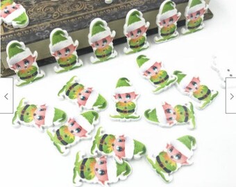 Buttons Christmas Elf Wooden Buttons decoration  set 10 / 401