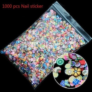 Nail Art 3D Faces Fruit Feather Heart Tiny Slices Polymer Clay DIY Nail Sticker Decoration set 30 or s0 / NF