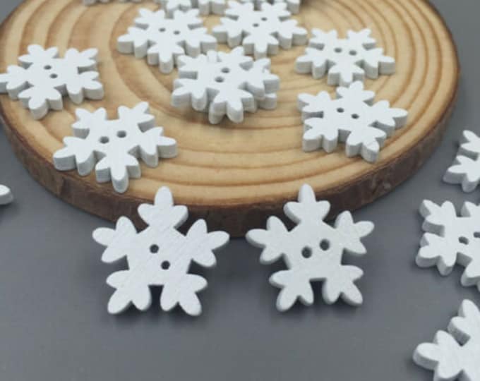 White Snowflake Buttons  set of 10  /  88