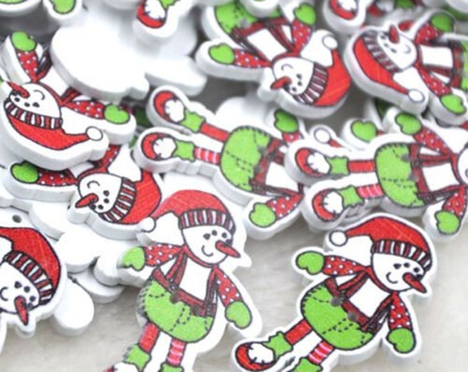 Snowman Christmas Buttons set of 10 / Q