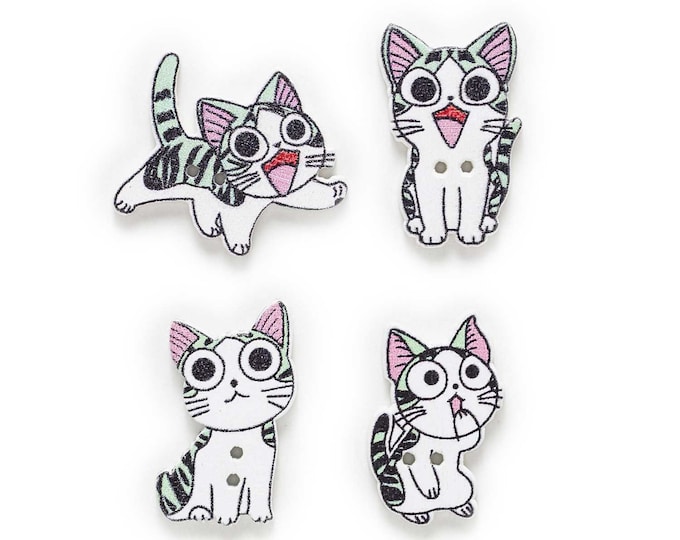 Adorable Wooden Dye Cut Cats set of 10/  508