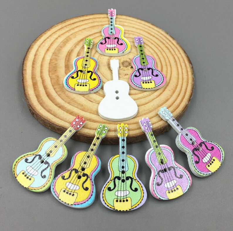 Guitar Buttons Colorful set of 10 / 14 14A image 1