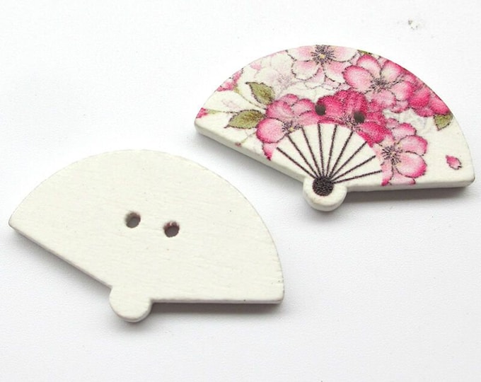 Beautiful Flowered Fans Buttons set of 10  / 50