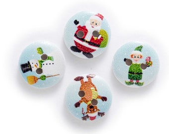 Santa Elf Reindeer Buttons set of 10 / YY