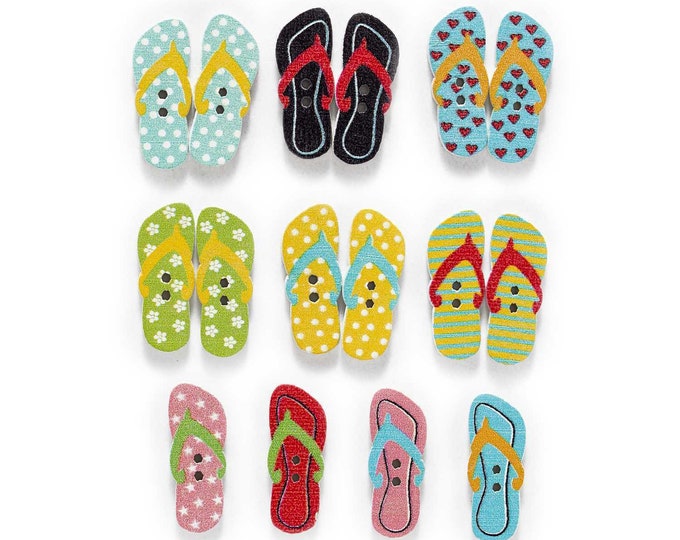 Flip Flop sandals 2 hole buttons  set of 10 /503