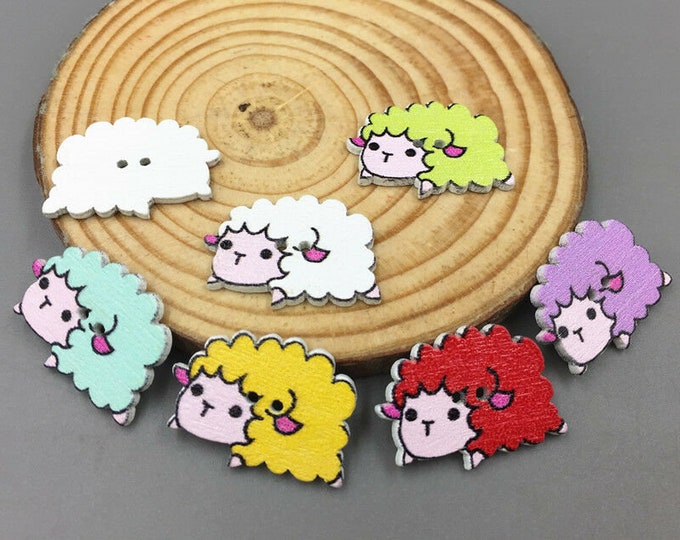 Buttons Dye Cut sheep Soft colors  set of 10  /  101