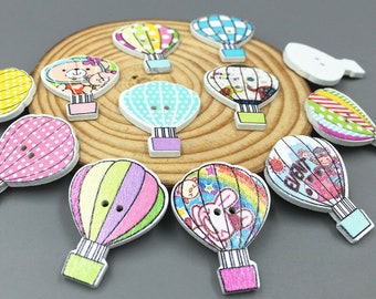 Buttons Hot Air Balloons   set of 10/   311