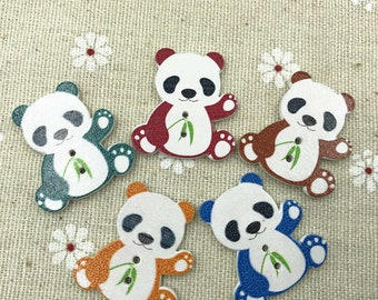 Panda shape Wooden buttons  28mm set of 10 /  406
