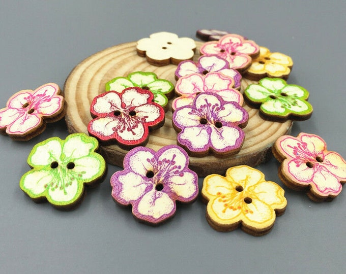 Buttons Dye Cut Flowers  set of 10  / 222