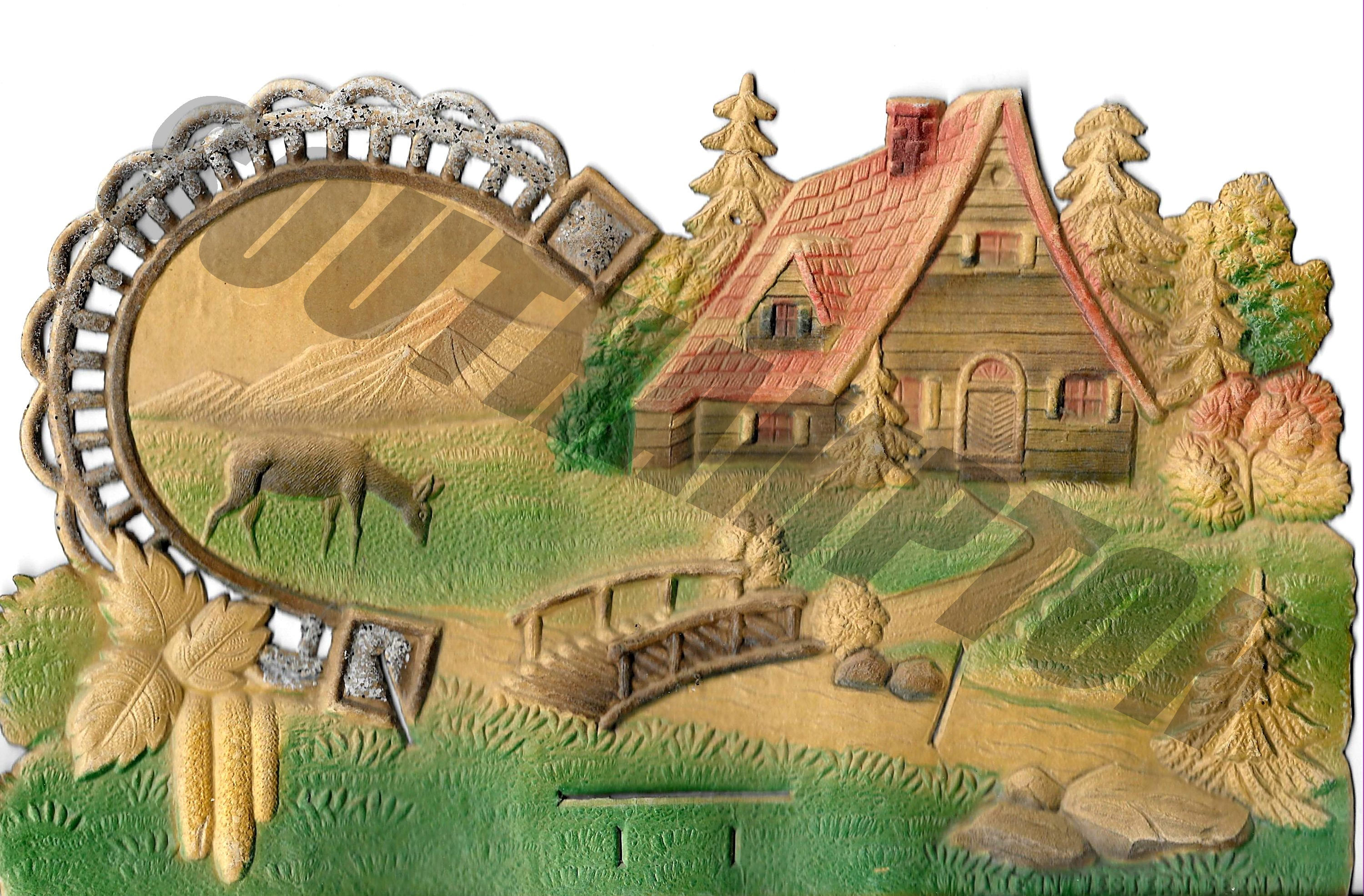 Printable Digital Download Vintage Die Cut House