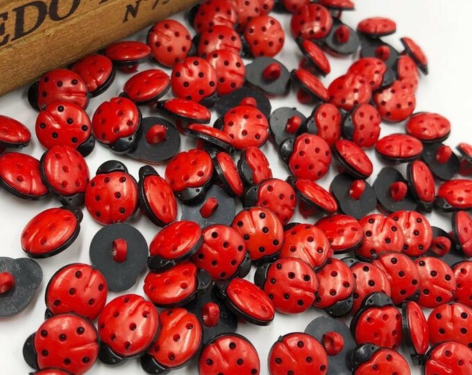 Lady Bug Shank Buttons  New set of 10  /  40