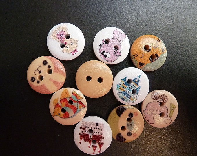 Buttons Set of 10 mixed Round  /M1