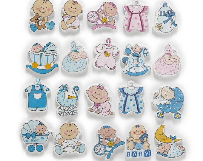 Baby Wooden Embellishments  set of 10 / 507