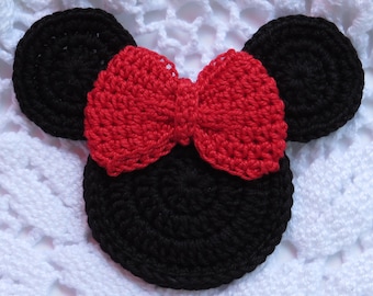 1 pieza de aplique de cabeza de Minnie Mouse - LAZO ROJO