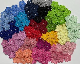 ¡OFERTA! Más de 200 piezas de flores de ganchillo en bolsa sorpresa - Colores surtidos