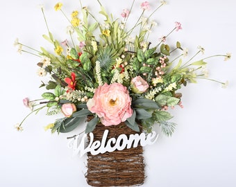 Spring Basket Wreath | welcome and Hello