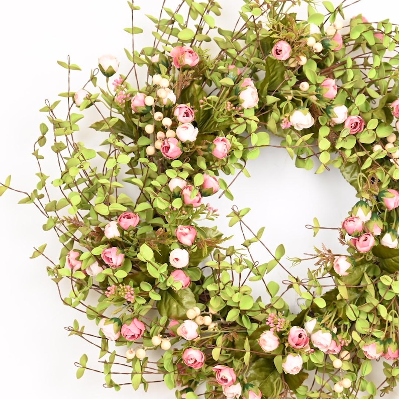 24-26 Inch Blush Rose Wreath – Romantic Spring & Summer Floral Décor ...
