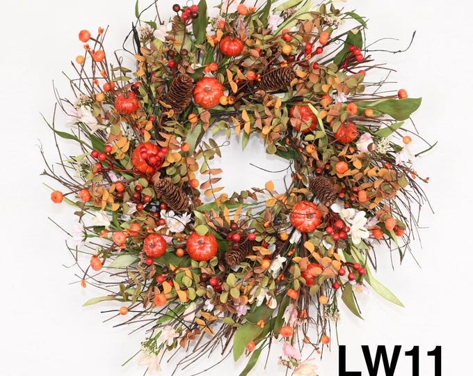 Woodland Garden Wreath: Pinecones, Wildflowers and Berries - Fall Decor, 20inch