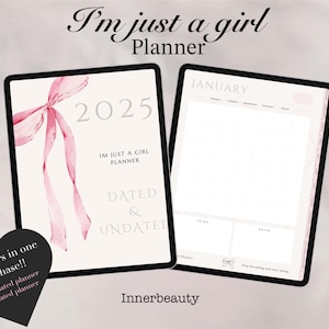 Nur ein Mädchen digitaler Planer | DATIERT UNDDATIERT | kokett | Rosa | Niedlich