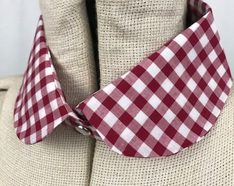 Detachable Gingham Collar, Women's Shirt Collar, gingham button on removable collar, fashion accessories, gift for her, fashion