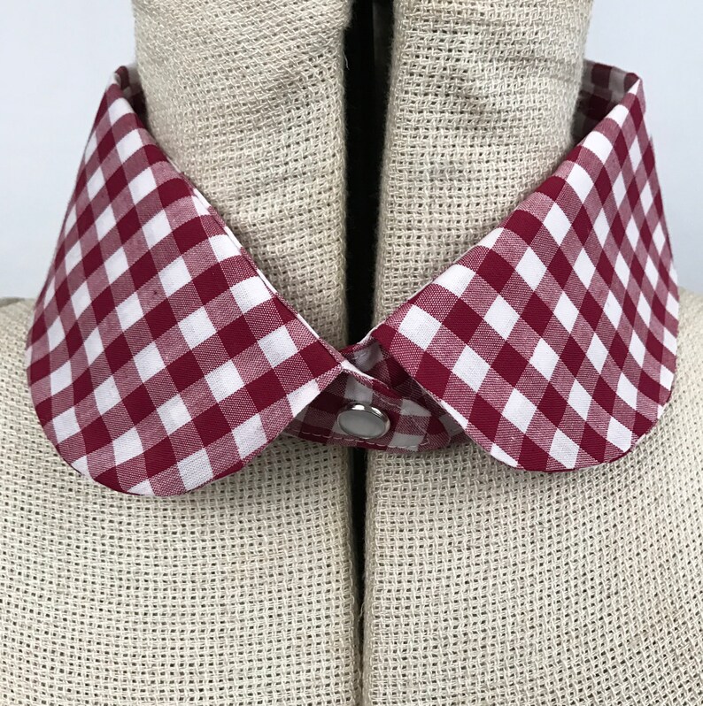 Detachable Gingham Collar, Women's Shirt Collar, gingham button on removable collar, fashion accessories, gift for her, fashion image 2