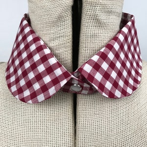 Detachable Gingham Collar, Women's Shirt Collar, gingham button on removable collar, fashion accessories, gift for her, fashion image 7