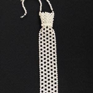 Pearl Tie Pattern, PDF How to Make a Vintage Pearl Beaded Necktie, DIY Woven Pearl Tie, Pearl Tie Necklace, Vintage Bead Necktie How to DIY image 6