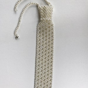 Pearl Tie Pattern, PDF How to Make a Vintage Pearl Beaded Necktie, DIY Woven Pearl Tie, Pearl Tie Necklace, Vintage Bead Necktie How to DIY image 4